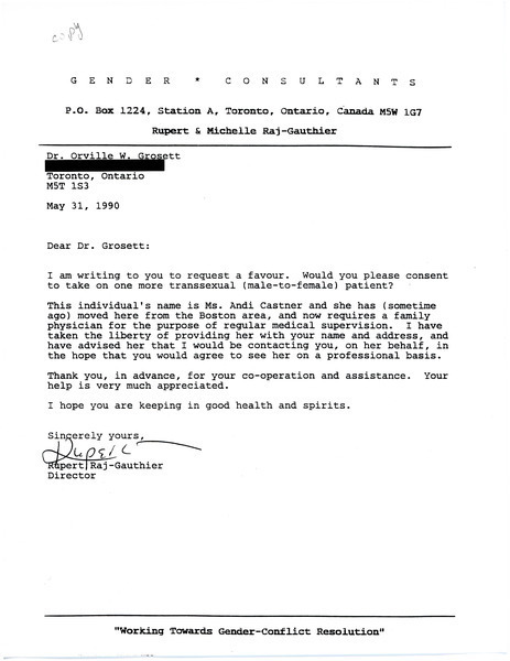 Download the full-sized image of Letter from Rupert Raj to Dr. Orville W. Grosett