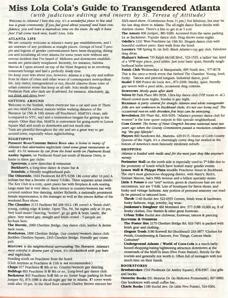 Download the full-sized PDF of Miss Lola Cola's Guide to Transgendered Atlanta