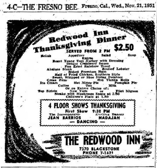 Download the full-sized image of Redwood Inn Thanksgiving Dinner