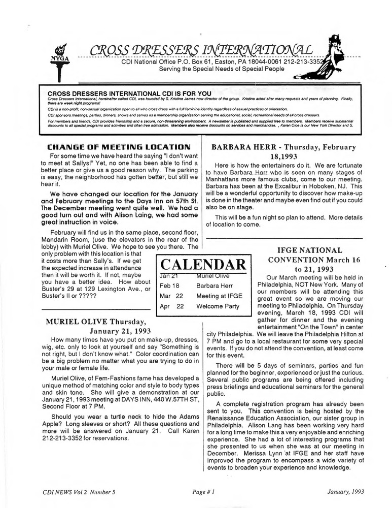 Download the full-sized PDF of Cross Dressers International Vol. 2 No. 5 (January 1993)