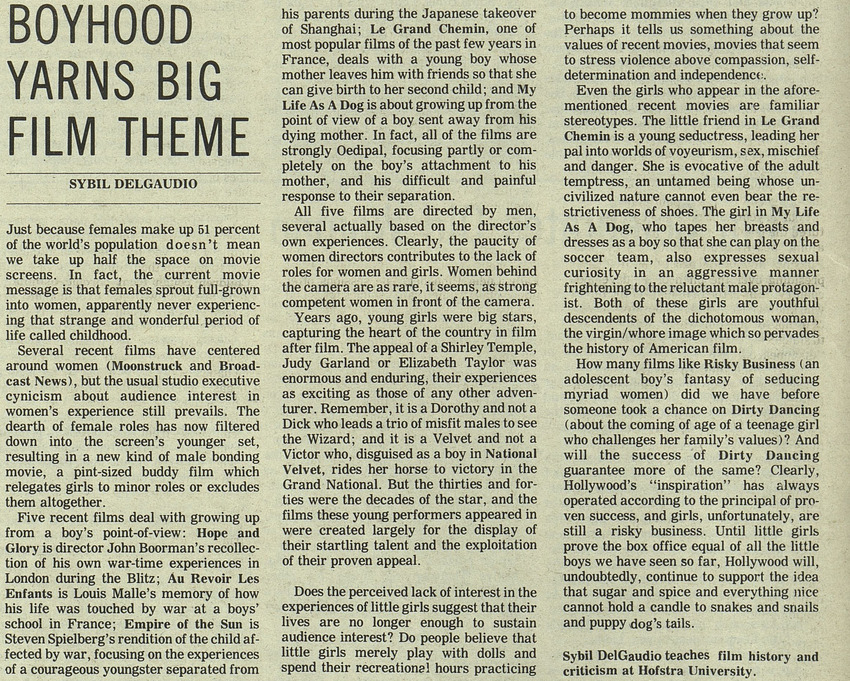 Download the full-sized PDF of Boyhood Yearns Big Film Theme