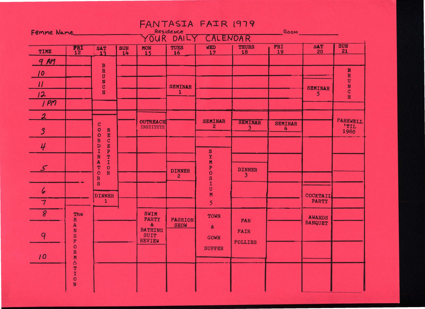 Download the full-sized PDF of Fantasia Fair "Your Daily Calendar" (1979)