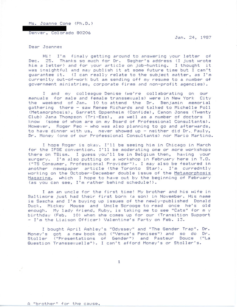 Download the full-sized PDF of Letter from Rupert Raj to Dr. Joanne Cone