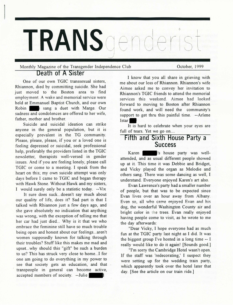 Download the full-sized PDF of The Transgenderist (October, 1999)