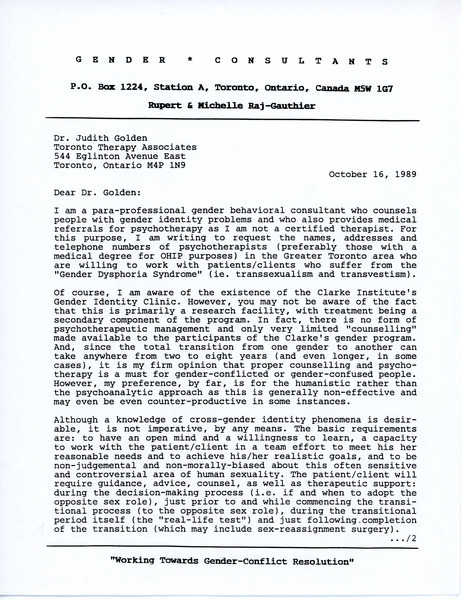 Download the full-sized image of Letter from Rupert Raj to Dr. Judith Golden