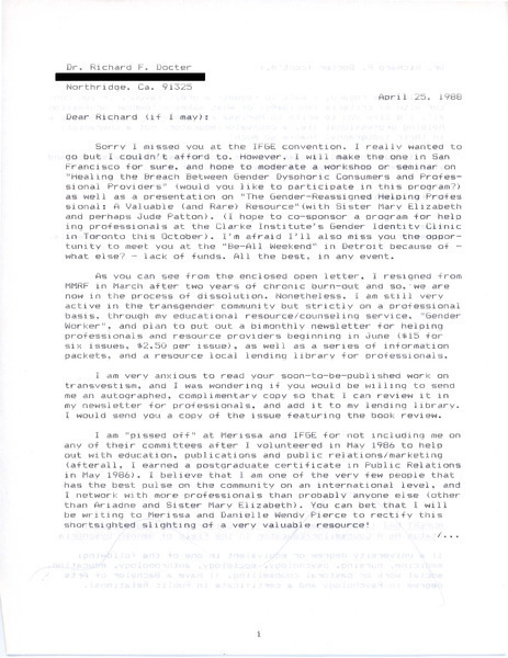 Download the full-sized image of Letter from Rupert Raj to Dr. Richard F. Docter