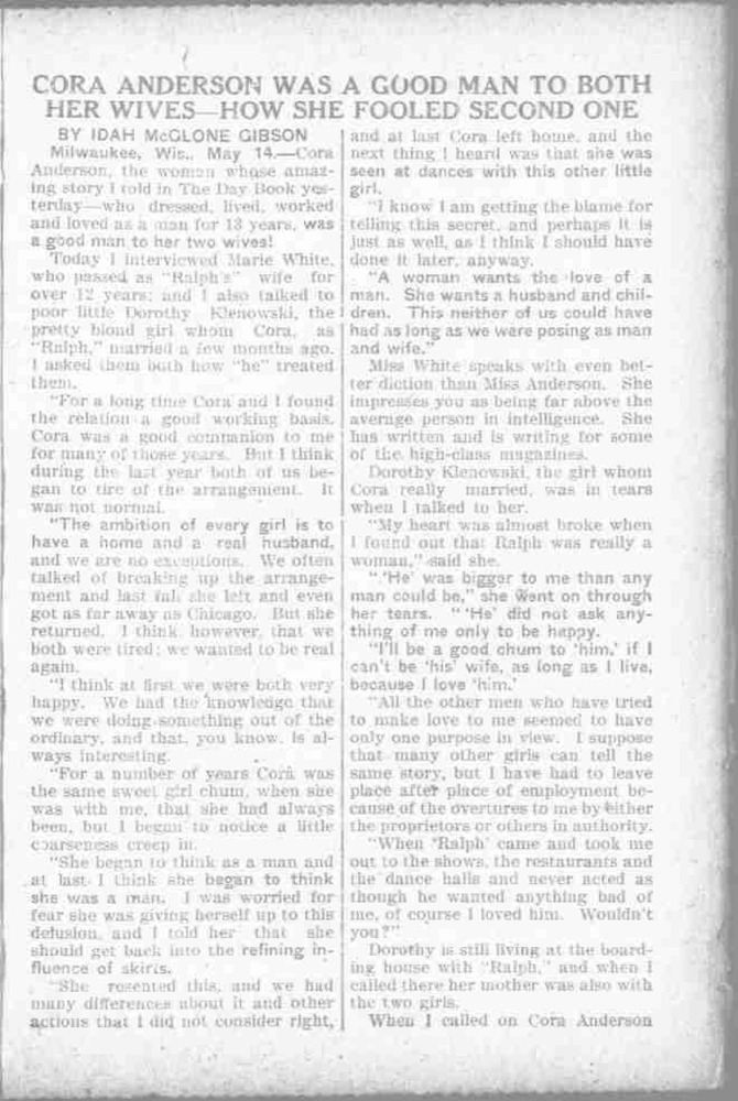 Download the full-sized PDF of Cora Anderson Was a Good Man to Both Her Wives -How She Fooled Second One