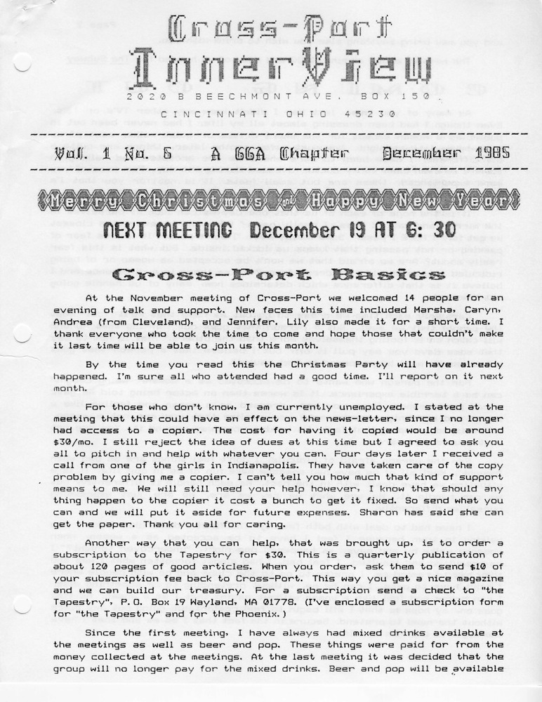 Download the full-sized PDF of Cross-Port InnerView, Vol. 1 No. 6 (December, 1985)