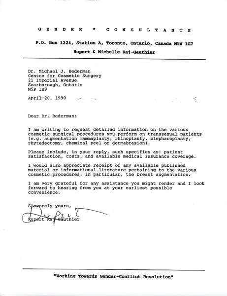 Download the full-sized image of Letter from Rupert Raj to Dr. Michael J. Bederman