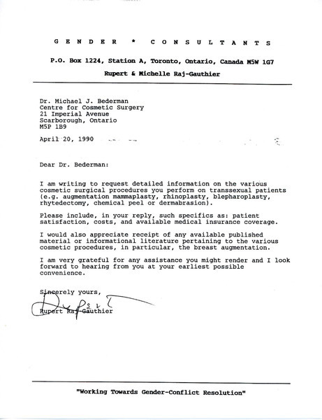 Download the full-sized image of Letter from Rupert Raj to Dr. Michael J. Bederman