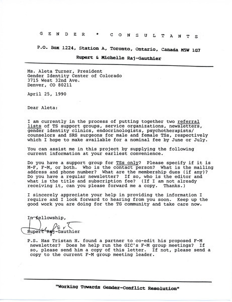 Download the full-sized image of Letter from Rupert Raj to Aleta Turner