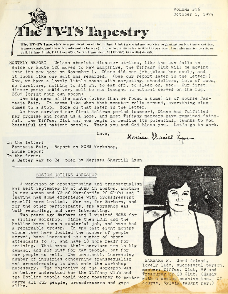 Download the full-sized image of The TV-TS Tapestry Volume 16 (October 1, 1979)