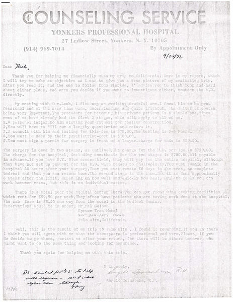 Download the full-sized image of Letter from Dr. Angelo Tornabene to Rupert Raj