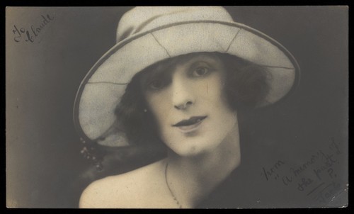 Download the full-sized image of "Jack P." in drag, wearing a white hat. Photographic print, 192-.