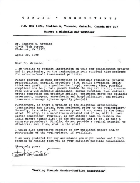 Download the full-sized image of Letter From Rupert Raj to Dr. Roberto C. Granato