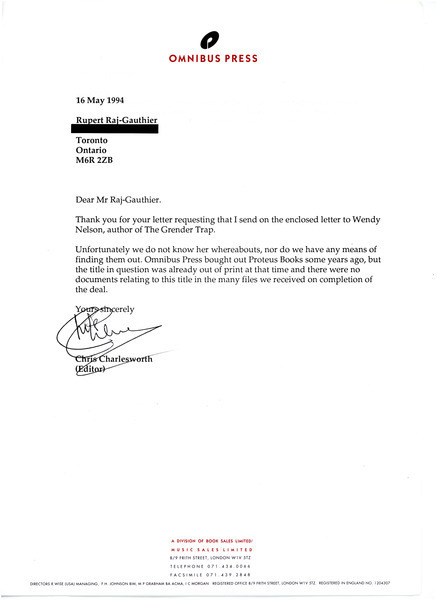 Download the full-sized image of Letter from Chris Charlesworth to Rupert Raj