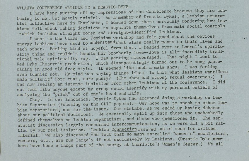 Download the full-sized PDF of Atlanta Conference Article by a Drastic Dyke