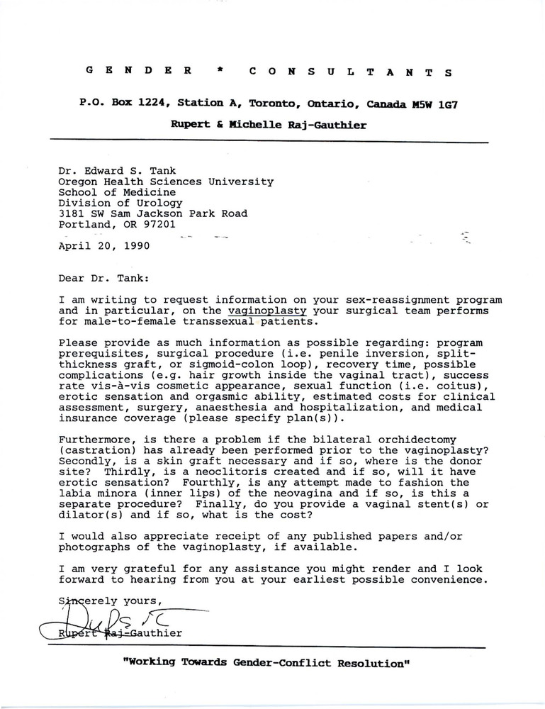 Download the full-sized PDF of Letter from Rupert Raj to Dr. Edward S. Tank