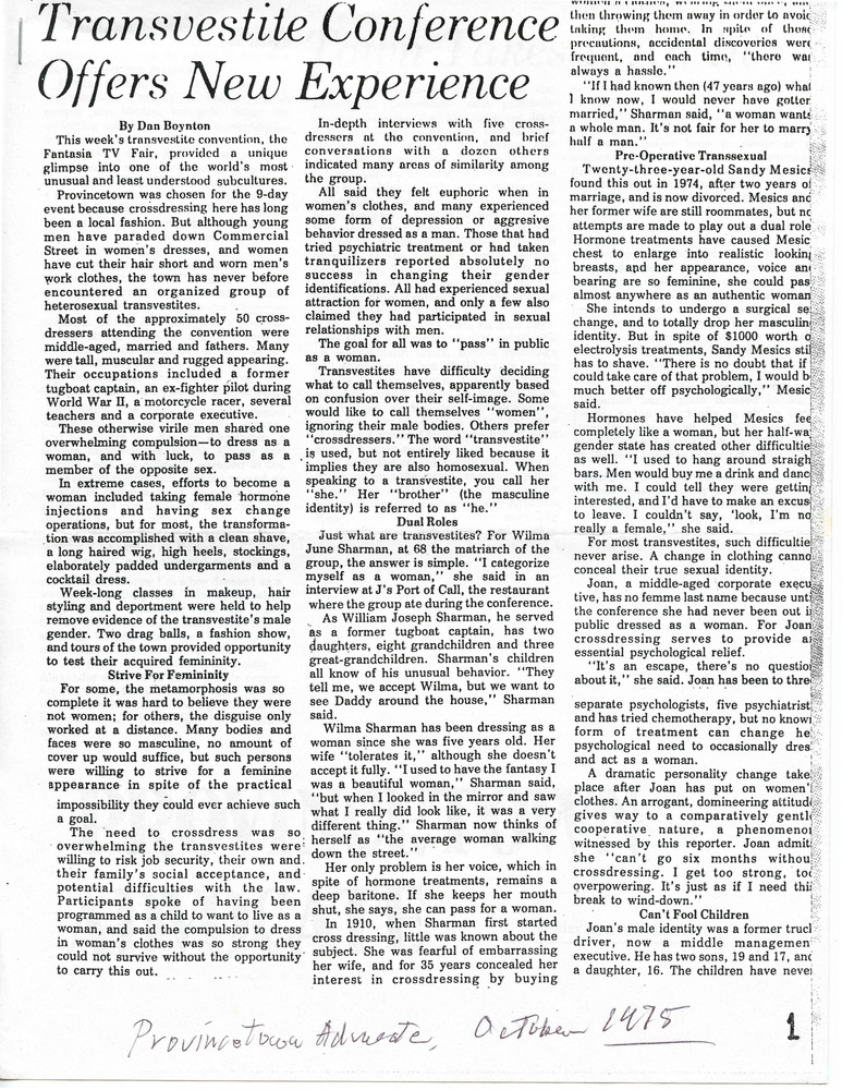 Download the full-sized PDF of Transvestite Conference Offers New Experience