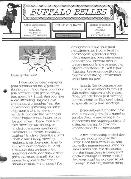 Download the full-sized image of Buffalo Belles Vol. 7 No. 7 (July, 1998)