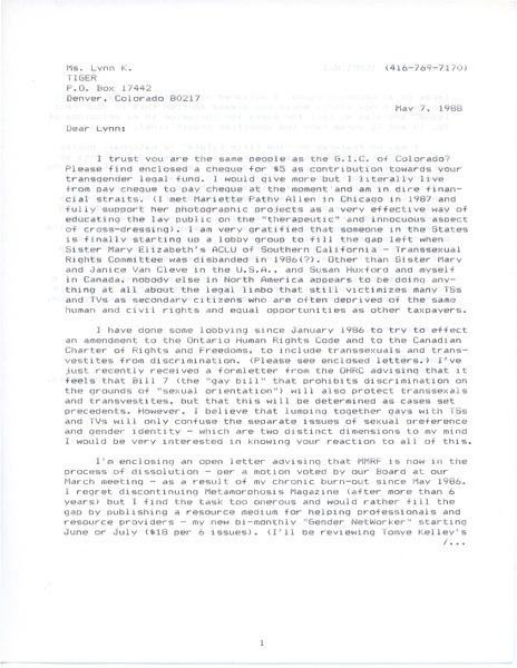 Download the full-sized image of Letter from Rupert Raj to Ms. Lynn K.