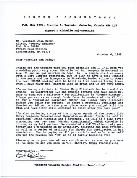 Download the full-sized image of Letter from Rupert Raj to Veronica Jean Brown