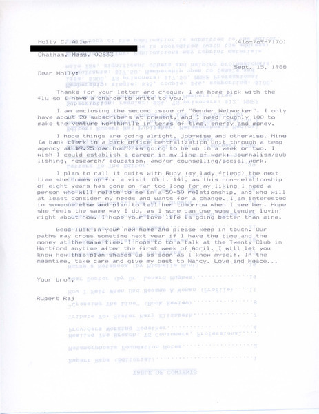 Download the full-sized image of Letter from Rupert Raj to Holly Allen