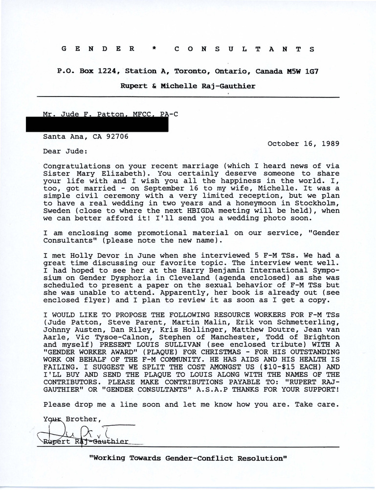 Download the full-sized PDF of Letter from Rupert Raj to Jude F. Patton