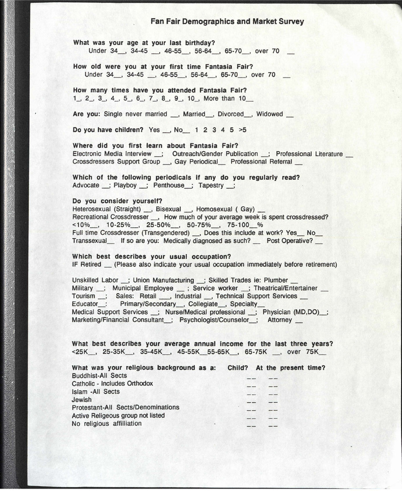 Download the full-sized PDF of Fan Fair Demographics and Market Survey (1996?)