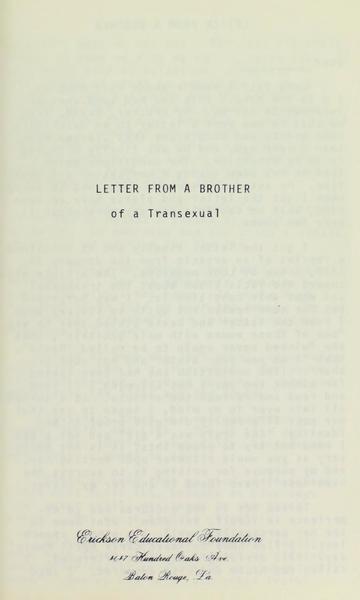 Download the full-sized image of Letter from a Brother of a Transexual