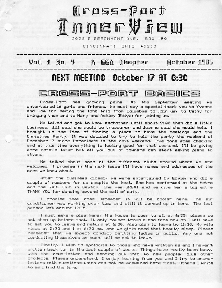 Download the full-sized PDF of Cross-Port InnerView, Vol. 1 No. 4 (October, 1985)