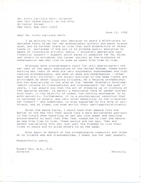 Download the full-sized image of Letter from Rupert Raj to Kitty Carlisle Hart
