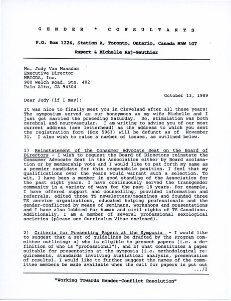 Download the full-sized image of Letter from Rupert Raj to Judy Van Maasdam