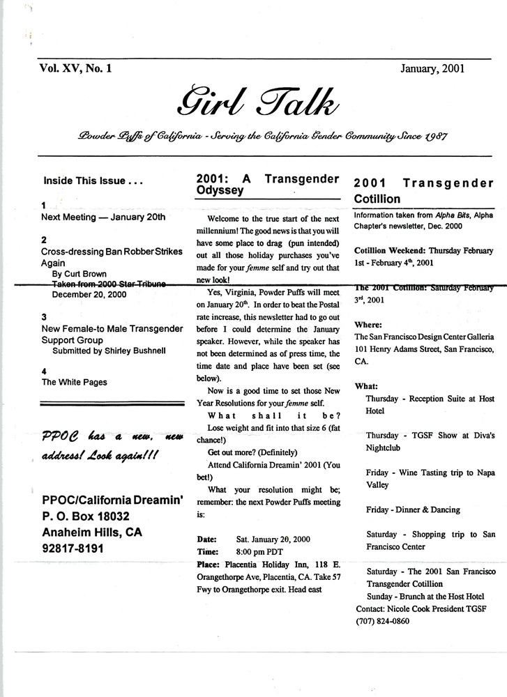 Download the full-sized PDF of Girl Talk, Vol. 15 No. 1 (January, 2001)