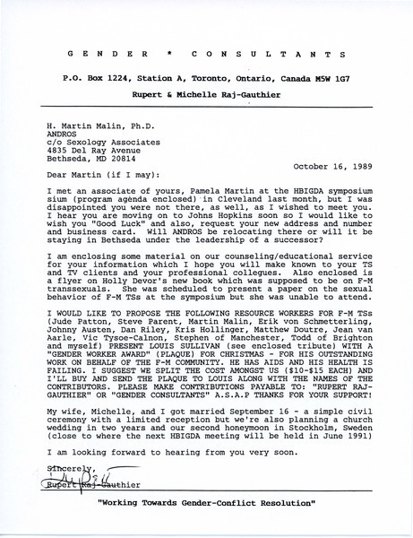 Download the full-sized image of Letter from Rupert Raj to Dr. H. Martin Malin