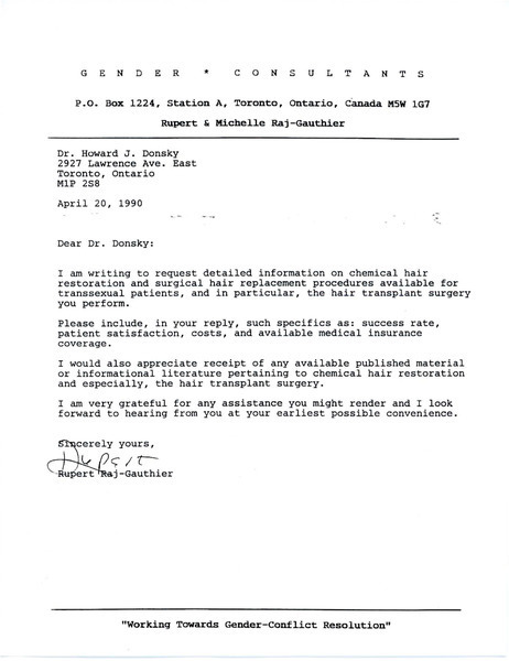 Download the full-sized image of Letter from Ruper Raj to Dr. Howard J. Donsky