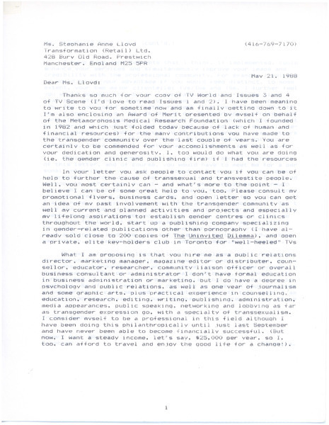 Download the full-sized image of Letter from Rupert Raj to Ms. Stephanie Anne Lloyd