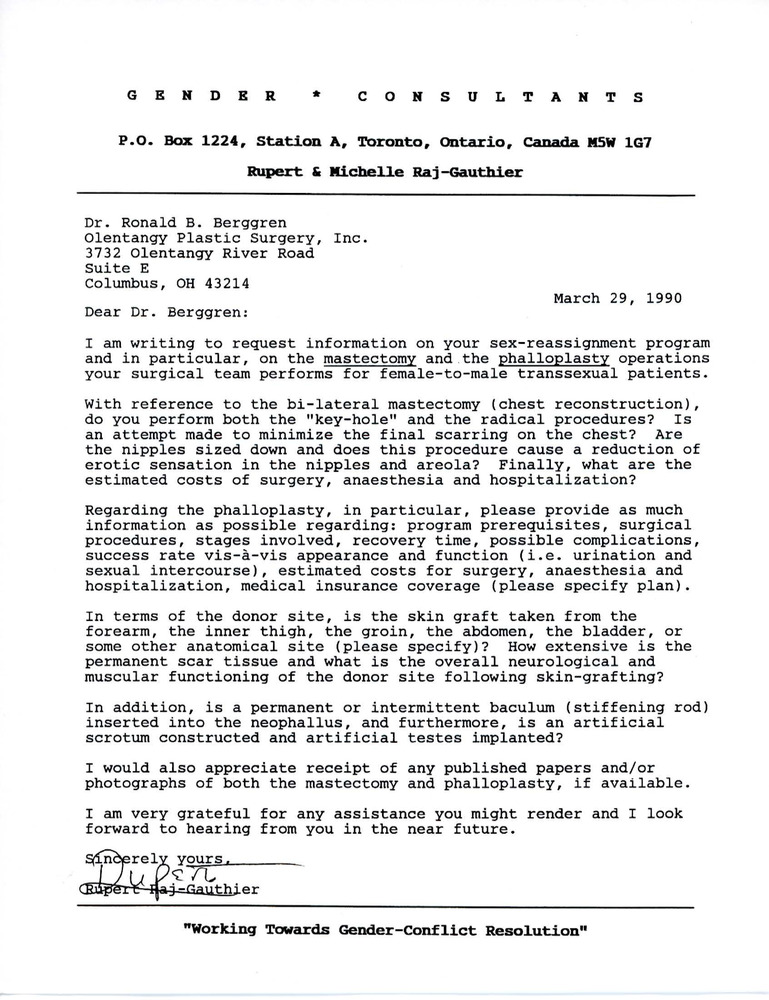 Download the full-sized PDF of Letter From Rupert Raj to Dr. Ronald B. Berggren