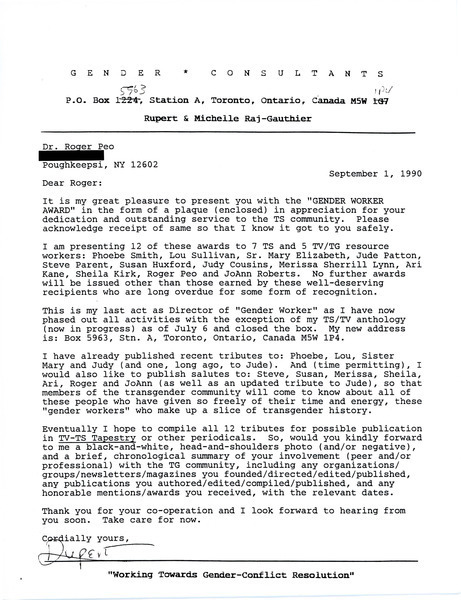 Download the full-sized image of Letter from Rupert Raj to Roger Peo