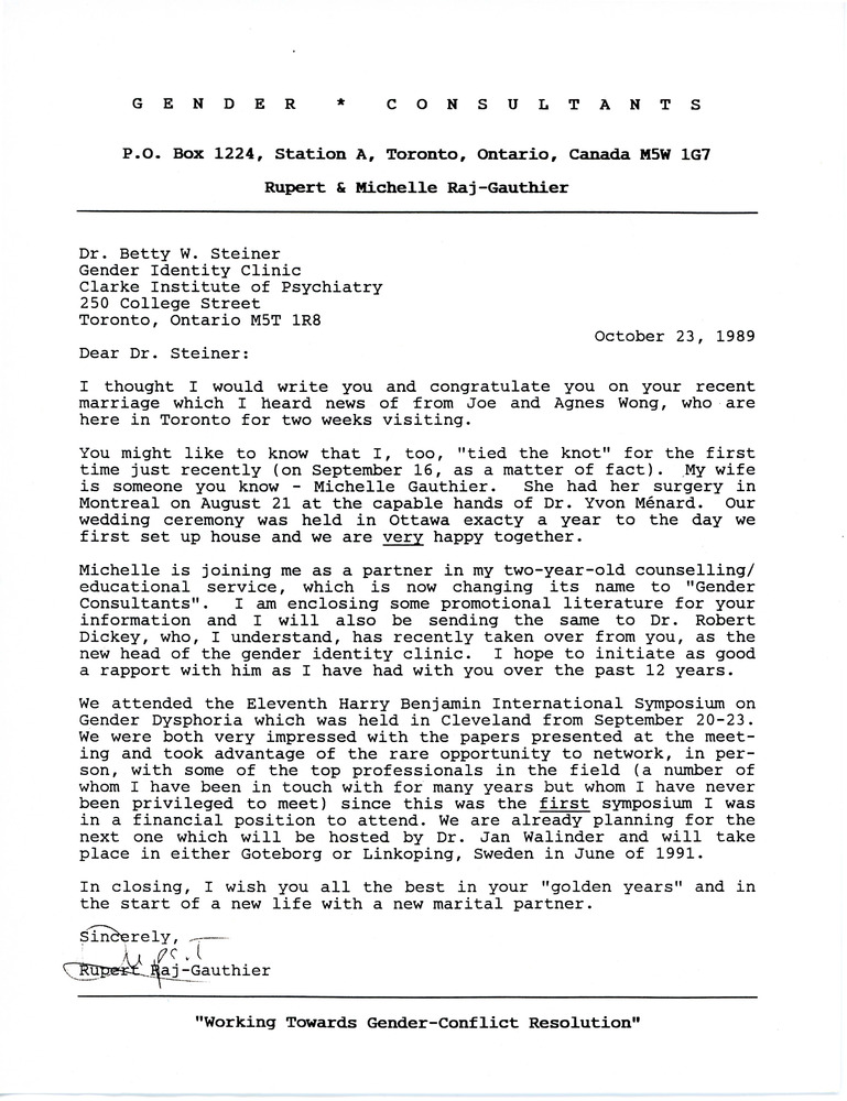 Download the full-sized PDF of Letter from Rupert Raj to Dr. Betty W. Steiner