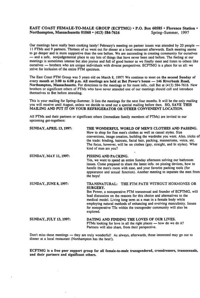 Download the full-sized PDF of April, 1997 - July, 1997 Meeting Reminder