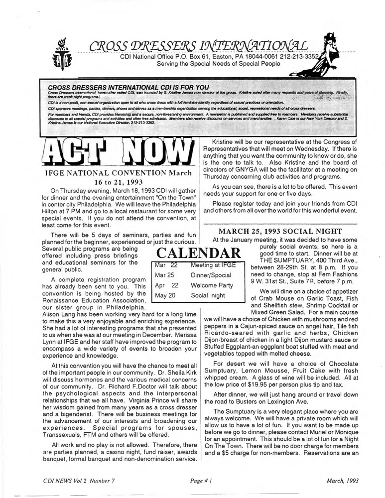 Download the full-sized PDF of Cross Dressers International Vol. 2 No. 7 (March 1993)
