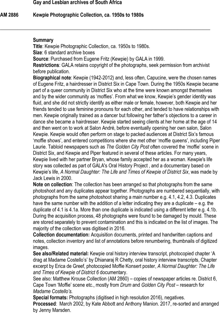 Download the full-sized PDF of Kewpie Photographic Collection, ca. 1950s to 1980s.