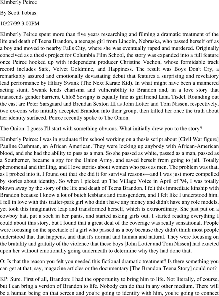 Download the full-sized PDF of Interview with Kimberly Peirce