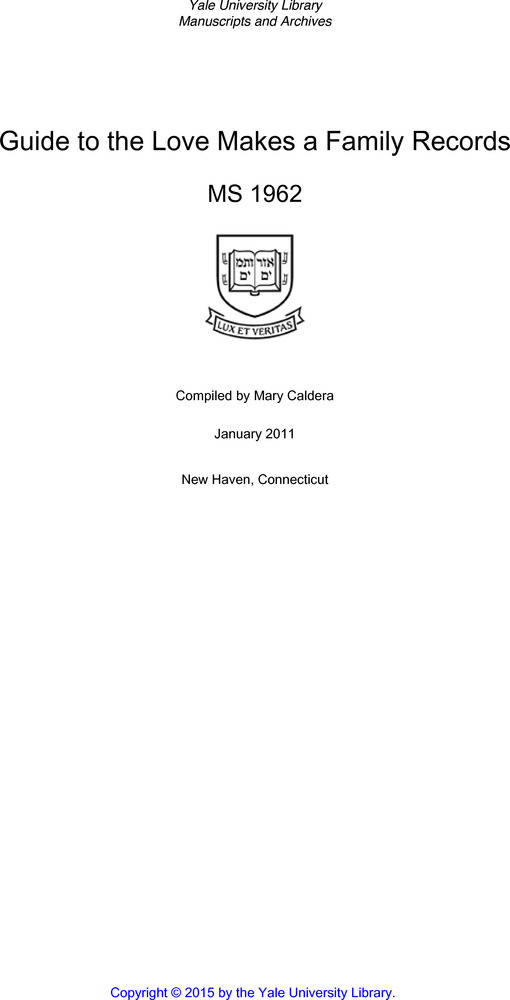 Download the full-sized PDF of Guide to the Love Makes a Family Records